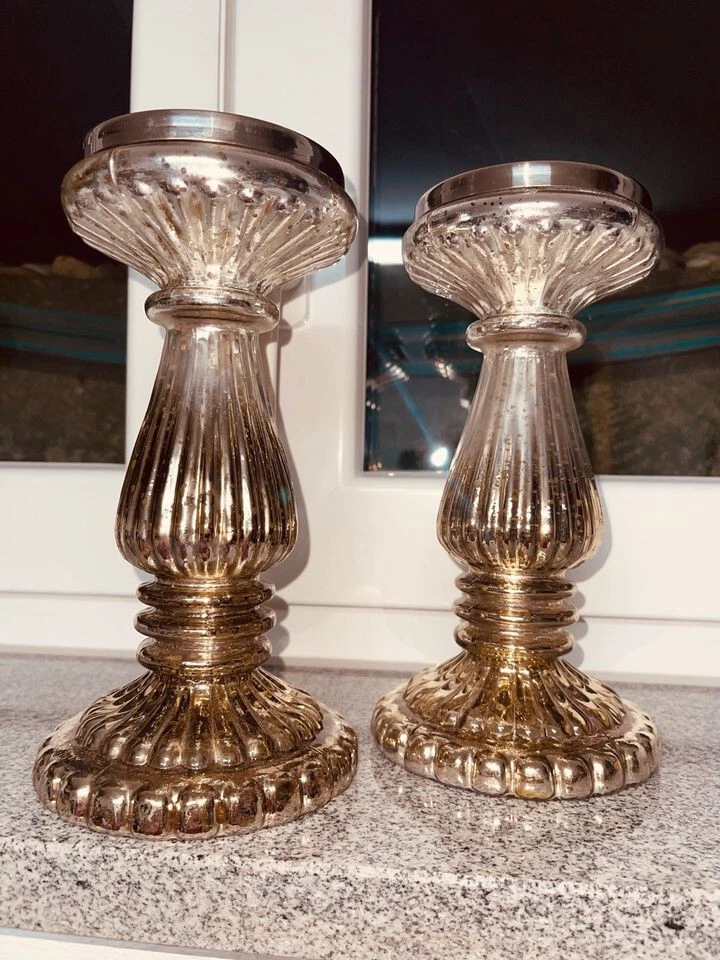 Silberner Kerzenleuchter – 15/19/23 Cm, Rund, Mit Gravur Möglich (bis 15 Zeichen)