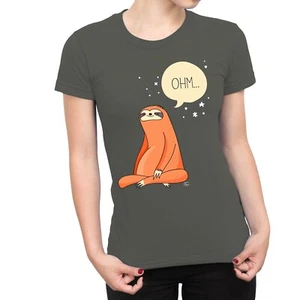1Tee Damen Meditierend Yoga Faultier T-Shirt - Bild 1 von 25