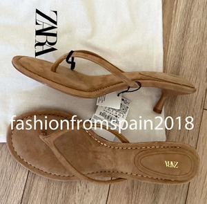 ZARA NEW WOMAN MID KITTEN HEEL SUEDE HEELED SANDALS SHOES BROWN 35-42 2331/510/1 - Picture 1 of 2