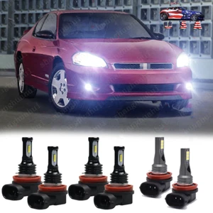 For Monte Carlo 2006 2007 6X White LED Headlights + Fog Lights Combo Bulbs - Picture 1 of 12