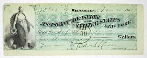 WA. Assitant Treasurer of the United States, 1868. $100 I/C Check, VF-XF NBNC