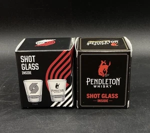 Pendleton Whisky Shot Glass Portland Trail Blazers New Boxed Bottle Topper LOT 2 - Picture 1 of 12