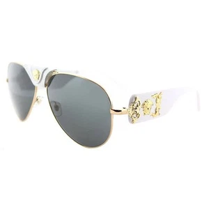 Versace 0VE2150Q 1341/87 Medusa Aviator Sunglasses, White/Grey - Picture 1 of 5