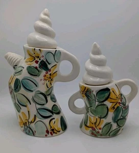 Jiri Bures Studio Pottery Teapot & Sugar Bowl Set Hand Painted Australia Studio - Picture 1 of 10