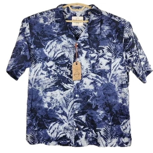 Weatherproof Vintage Hawaiian Shirt Cotton 2X XXL Blue Short Sleeve Palm Beach - Picture 1 of 6