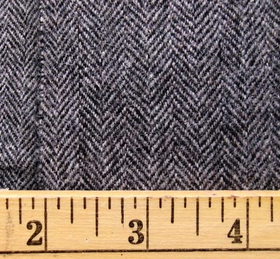 Tejido de espiga 100 % LANA TWEED vintage de 2+ yardas traje gris negro Foto 1 de 4