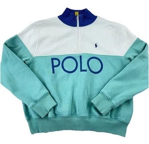 Polo Ralph Lauren Sweater Boys Large Teal Pullover Sweatshirt Spell Out Youth - Picture 1 of 11