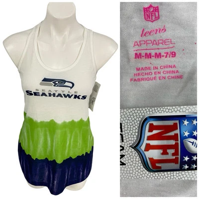 Camiseta sin mangas Seattle Seahawks para mujer junior camisa mediana puerta trasera fiesta equipo espíritu Foto 1 de 4