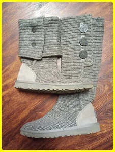 Ugg Australia 5819 Classic Cardy Brown Knit Sheepskin Winter Sweater Boots US 7 - Picture 1 of 10