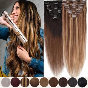 Clip In 100% Remy Echthaar Extensions Haarverlängerung DICK 8 Tressen 50cm Damen - Bild 1 von 62