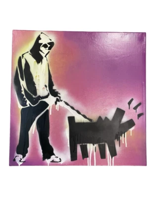 Keith Haring Banksy Graffiti Art Pop Art Dog Walker Original Painting (2015) - Image 1 of 4