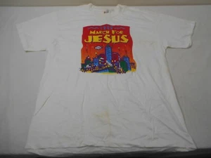 Vintage Hanes Single Stitch T Shirt 1996 March For Jesus Double Sided Large - Picture 1 of 12