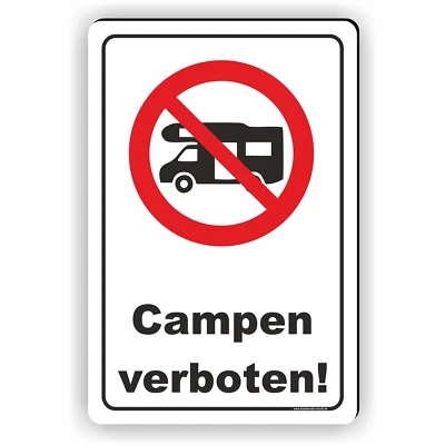 FASSBENDER-DRUCK SCHILDER Campen Camping verboten Schild / Aufkleber D91