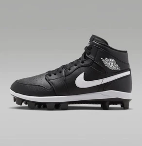 Nike Jordan 1 Retro MCS Baseball Cleats Black White Men’s Sz 14 AV5354-011 - Picture 1 of 9