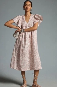 Anthropologie 1X Maeve Flutter Sleeve Boho Hippie Babydoll Plus Dress NWT - Picture 1 of 8