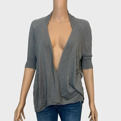 Cárdigan Otoño Cachemira Grande Gris Bambú Seda Mezcla Cachemira Tejido Frente Abierto Foto 1 de 4