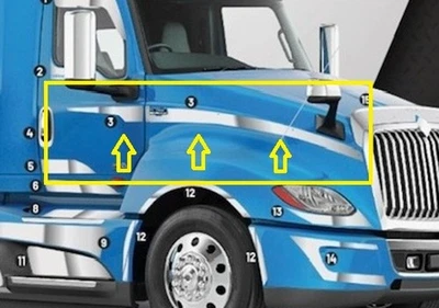 INTERNATIONAL LT Stainless Steel DOOR and HOOD TRIM PAIR SET - Image 1 of 2