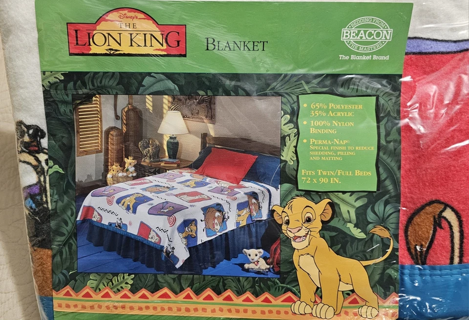 "Manta Simba Rey León Años 90 Vintage Walt Disney Twin Completa 72 x 90""" Foto 1 de 4