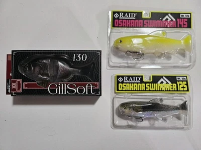 Imakatsu GillSoft 130 + Raid Osakana Swimmer 125/145 Lote (3) JDM Swimbaits Nuevo en Paquete Foto 1 de 4