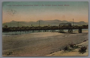 Carte postale tramway pont bois Ciudad Juarez Mexique EL PASO Texas D11 - Photo 1/2