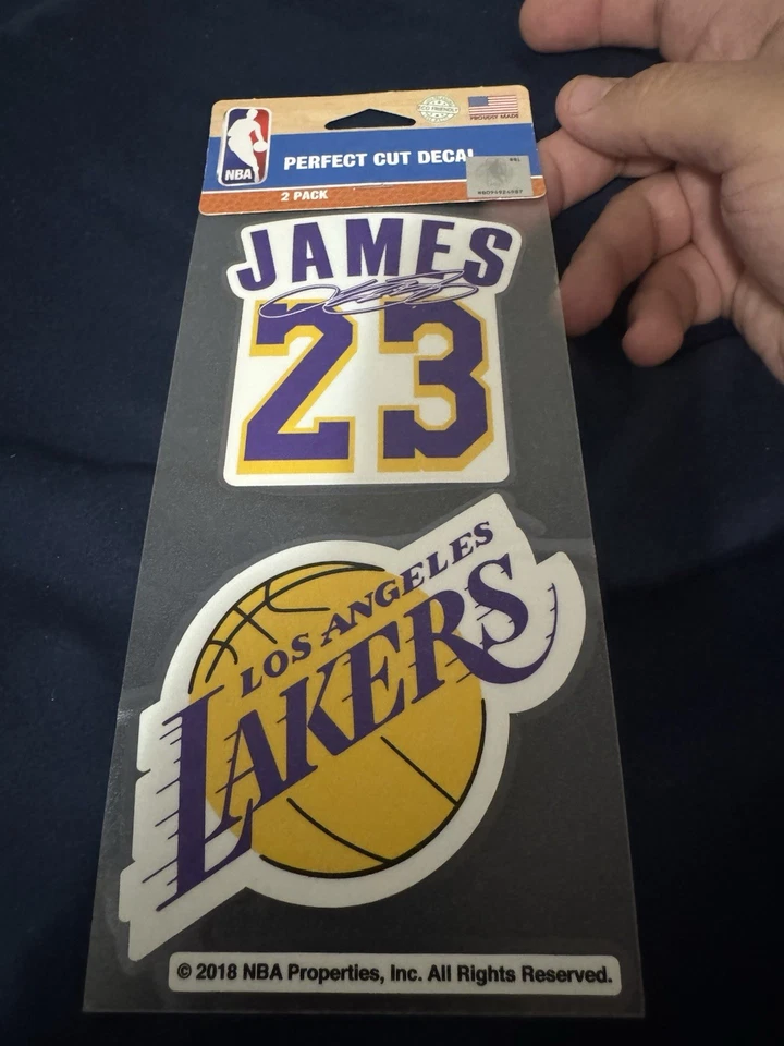 Lebron James #23 Los Angeles Lakers paquete de 2 4x4 corte perfecto conjunto de calcomanías NBA Foto 1 de 1