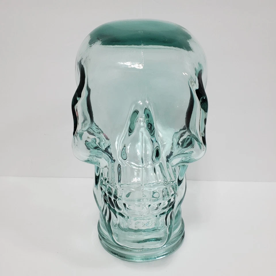 Maniquí calavera de vidrio verde transparente cabeza soporte de exhibición peluca sombrero soporte decoración gótica Foto 1 de 4