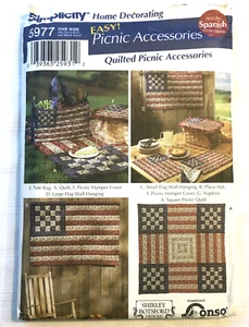 SIMPLICITY HOME Pattern 5977 Easy Picnic Accessories Flags Patriotic UNCUT 2002 - Picture 1 of 7