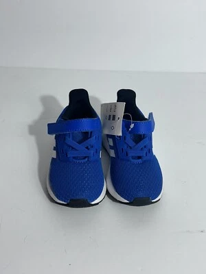 Tênis de corrida Adidas azul e branco infantil tamanho 5 - Imagem 1 de 4