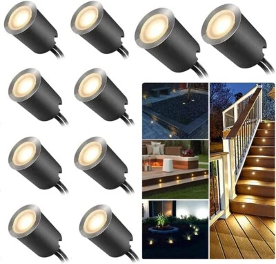 set 10pz Faretti LED incasso per Pavimento Scale 12V foro 32mm IP68 Bianco Caldo - Immagine 1 di 4