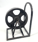 INDUSTRIAL steampunk MACHINE AGE BLACK METAL STEEL WHEEL bookend cast-iron