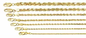 10 Karat Gelbgold 1 mm-5 mm Diamantgeschliffen Massiv Seil Kette Anhänger Halskette 16 Zoll-30 Zoll - Bild 1 von 15