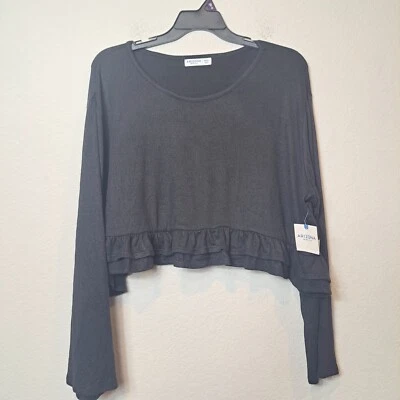 Top Arizona Jean Co. Recortado Manga Larga Volantes Dobladillo Peplum Y2K Negro Nuevo con Etiquetas Talla XXXL Foto 1 de 4