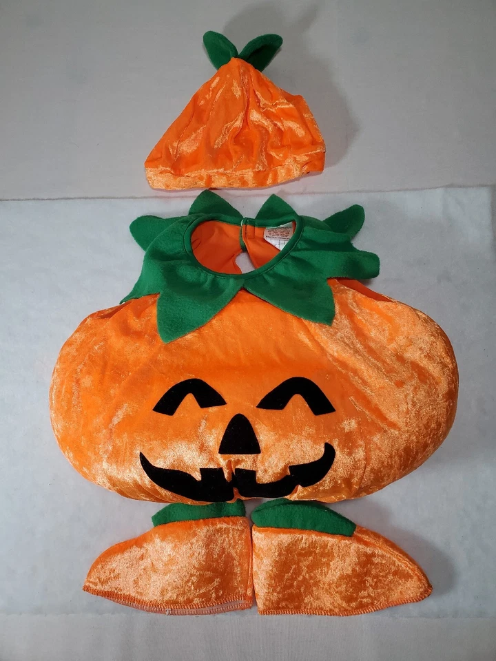 Хэллоуин ребенка ясельного возраста тыквы костюм 12-18 месяцев 4 изделия шляпа, костюм и пинетки - Изображение 1 из 4