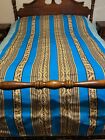 Large Peruvian Wool Tablecloth  Throw Blue Turquoise Brown  Strips 102 x 52