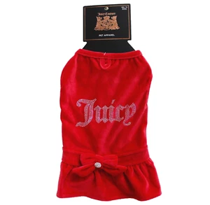 Juicy Couture Red Terry Velour Bling Dress Pet Dog Apparel Size XS/S - Picture 1 of 4