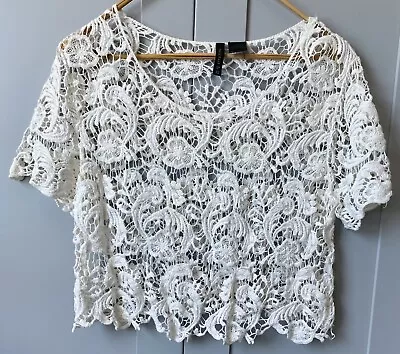 Full Tilt Cream-colored Nothing-But-Lace Women’s XS Lacey See-Through Blouse Top - Image 1 of 3