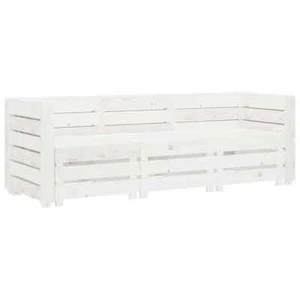 NNEVL Garden 3-Seater Pallet Sofa Wood White - Picture 1 of 11