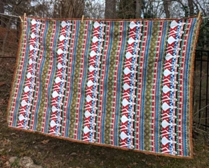 51x78in tapestry woven Reversible Red multicolor Throw Blanket Made in Portugal - Picture 1 of 7