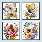 4pcs 5D DIY Full Round Drill Diamond Painting Set Butterfly and Bee Home Decor