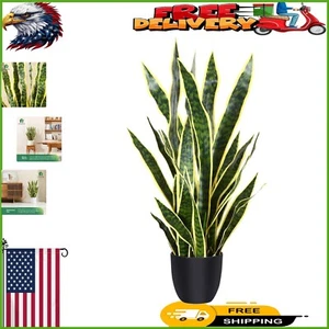 Stylish Lightweight 35'' Faux Snake Plant with Black Pot - Indoor Decoration - Picture 1 of 10