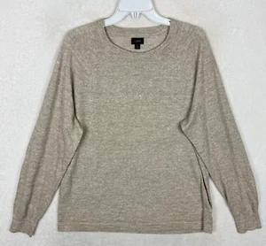 J Crew Linen Sweater Mens Large Beige Cotton Pullover Knit Crew Neck - Picture 1 of 12