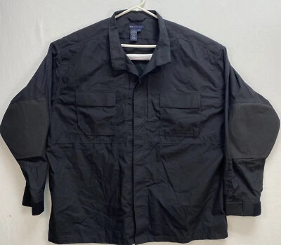 5.11 Tactical 72004 CAMISA NEGRA HOMBRE 3XL BOLSILLOS OCULTOS Acolchado Codo Uniforme Foto 1 de 4