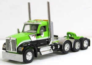 DCP custom stretched 4 axle lime green/black Kenworth W990 day cab tractor 1/64 - Picture 1 of 5