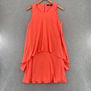 Lauren Ralph Lauren Dress Womens 6 Coral Swing Layered Chiffon Sleeveless Mini - Picture 1 of 10