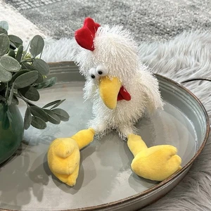 GANZ Vintage Fluffy White Floppy Chicken Rooster Plush Stuffed Animal - Picture 1 of 5