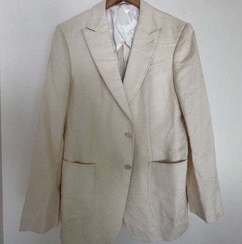 OFF WHITE Cappotto sportivo ZEGNA Manhattan Off White taglia 52 42R giacca misto seta cotone