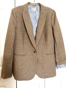 J.Crew camel-beige Fischgrät Wollmischung Blazer Jacke Damen Schuljunge 12 - Bild 1 von 8