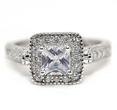 Anillo de plata esterlina 925 con zafiro blanco tratado de 2 quilates talla 7 Foto 1 de 4