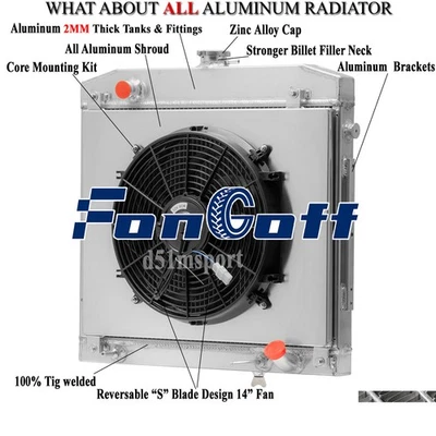 2-ROW Radiator Kit For 68-72 Mercedes Benz S-Class W108 W109 SEL 280 SE 2.8L l6 - Image 1 of 4