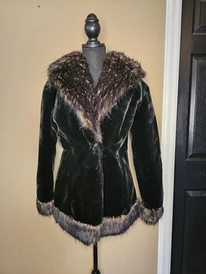 Abrigo vintage Blanc Noir para mujer/pequeño, talla pequeña, piel sintética, botón único Foto 1 de 4